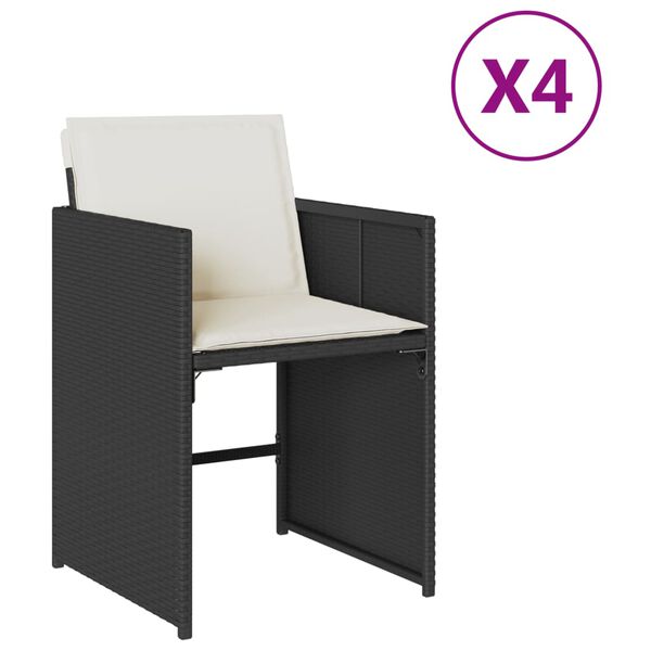 vidaXL Tuinstoelen 4 st met kussens poly rattan zwart