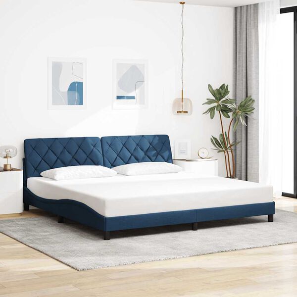 vidaXL Bedframe zonder matras stof blauw 200x200 cm