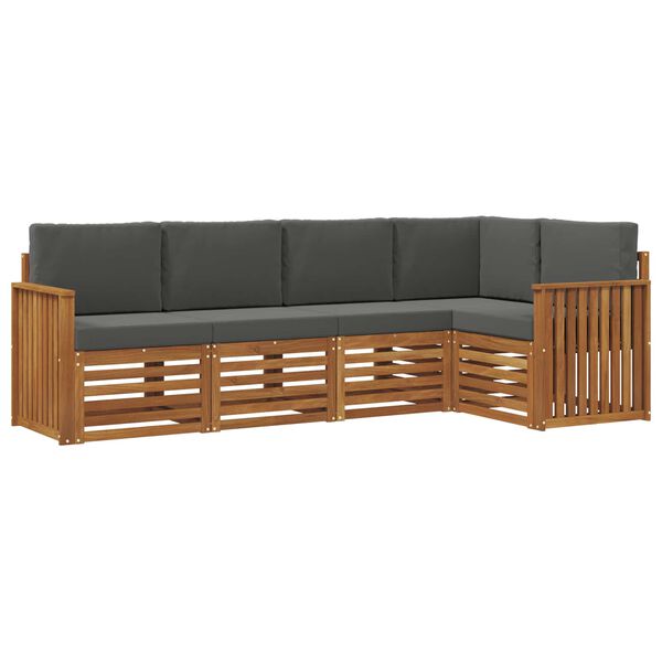 vidaXL Sofa-Sets 5 pcs Natuurlijk en Antraciet Massief Acaciahout