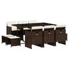 vidaXL 11-delige Tuinset met kussens poly rattan bruin