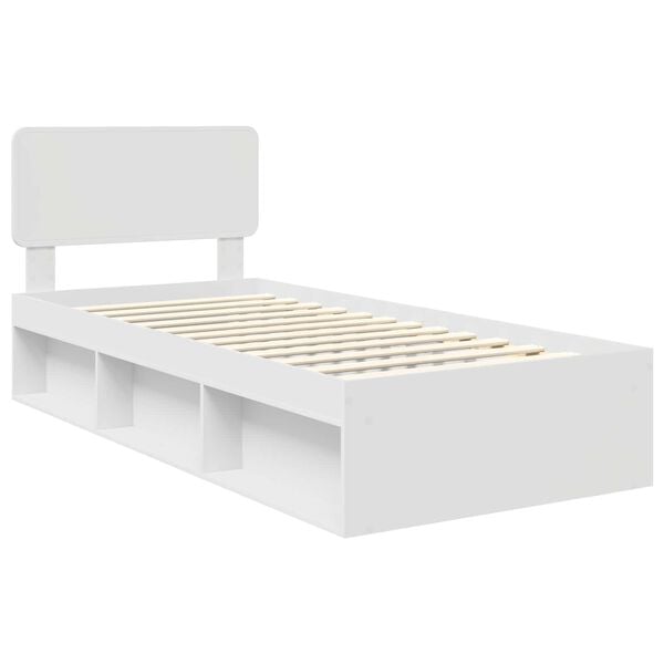vidaXL Bedframe met hoofdeinde Wit 90 x 190 cm Massief grenenhout