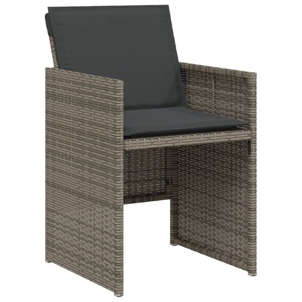 vidaXL 3-delige Bistroset met kussens poly rattan grijs