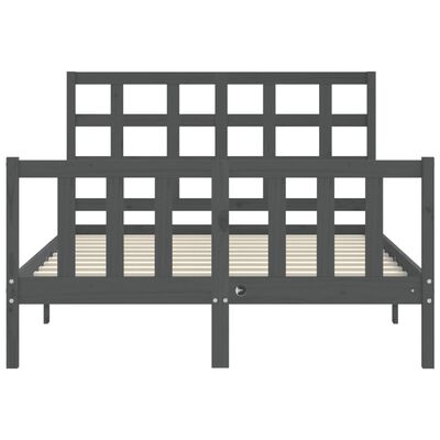 vidaXL Bedframe met hoofdbord massief hout grijs 140x200 cm