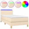 vidaXL Boxspring met matras en LED stof cr&egrave;mekleurig 80x200 cm