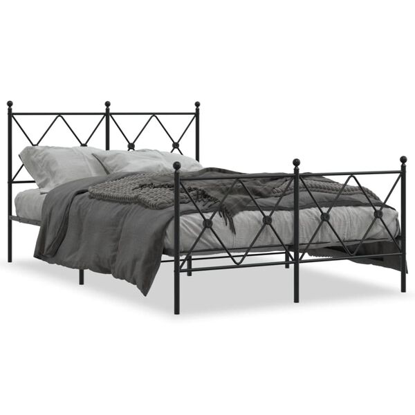 vidaXL Bedframe met hoofd- en voeteneinde metaal zwart 120x200 cm