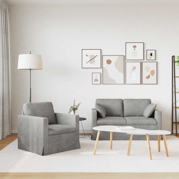 vidaXL Bank 2 pcs Lichtgrijs 138 x 78 x 80 cm Fluweel