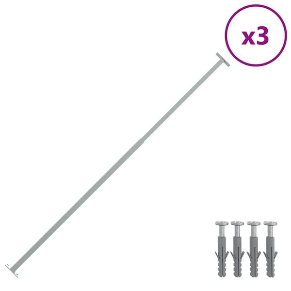 vidaXL Barrièrestangen verstelbaar 3 st 710-1200 mm