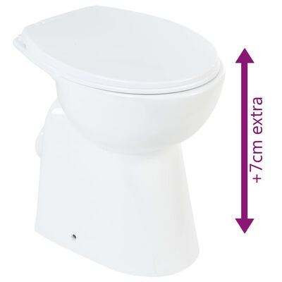 vidaXL Toilet verhoogd 7 cm soft-close randloos keramiek wit