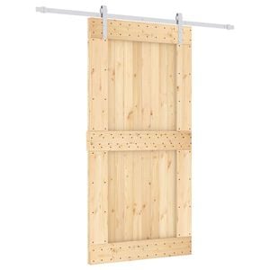 vidaXL Schuifdeur Natuurlijk en Wit 100 x 210 cm Massief Grenenhout