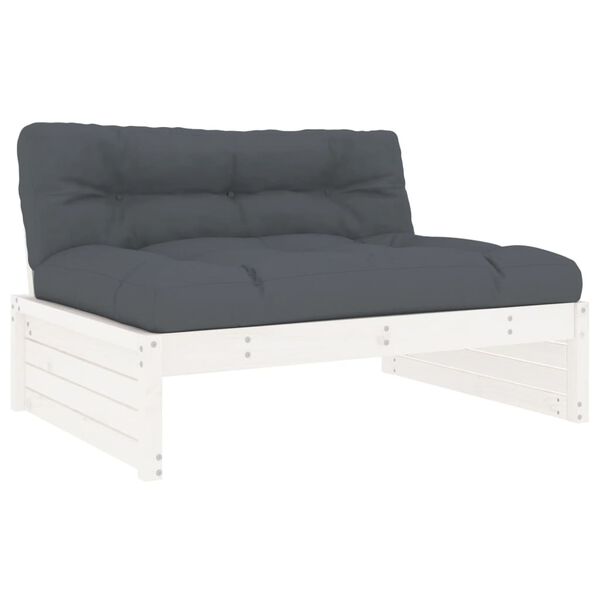 vidaXL 4-delige Loungeset met kussens massief hout wit