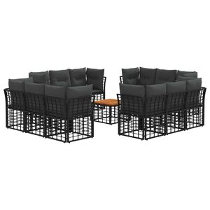 vidaXL Buiten bankenset 13 pcs Zwart en Donkergrijs Polyester