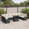 vidaXL Tuin Sofa Set met kussen 11 pcs Zwart Poly riet