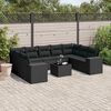 vidaXL 10-delige Loungeset met kussens poly rattan zwart