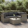 vidaXL 5-delige Loungeset met kussens poly rattan grijs