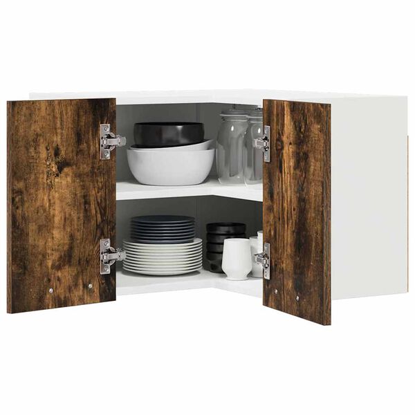 vidaXL Hangkast Gerookte Eik en Wit 57 x 57 x 40 cm Bewerkt hout