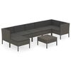 vidaXL 8-delige Loungeset met kussens poly rattan grijs