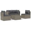 vidaXL 5-delige Loungeset met kussens poly rattan grijs
