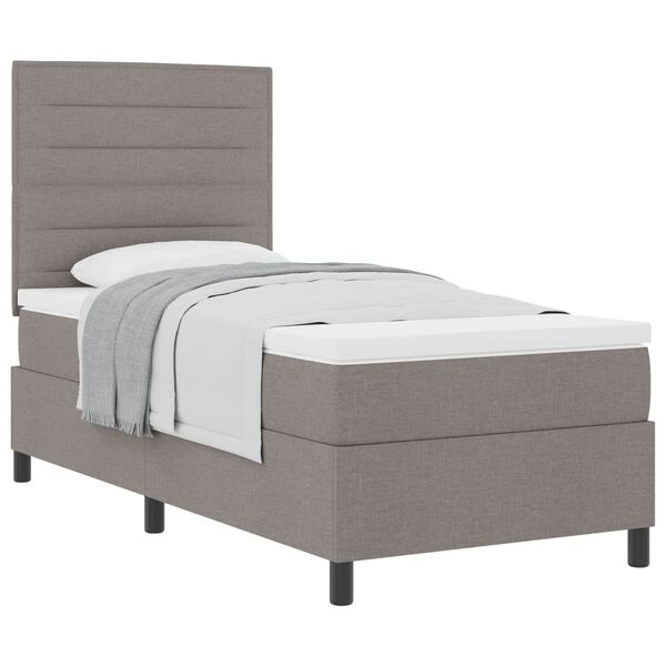 vidaXL Boxspringbed met matras met hoofdeinde Taupe 90 x 200 cm Stof