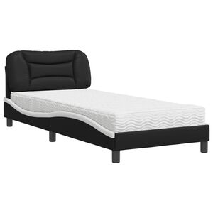 vidaXL Bed met matras "Hvar" kunstleer zwart en wit 80x200 cm