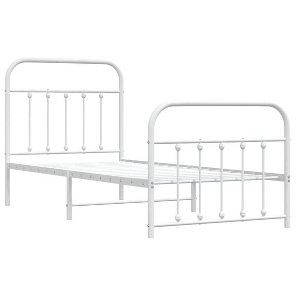 vidaXL Bedframe met hoofd- en voeteneinde metaal wit 90x190 cm