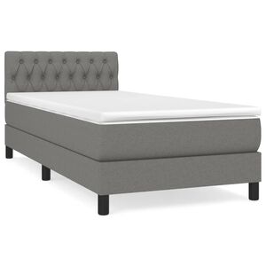 vidaXL Boxspring met matras stof donkergrijs 90x190 cm