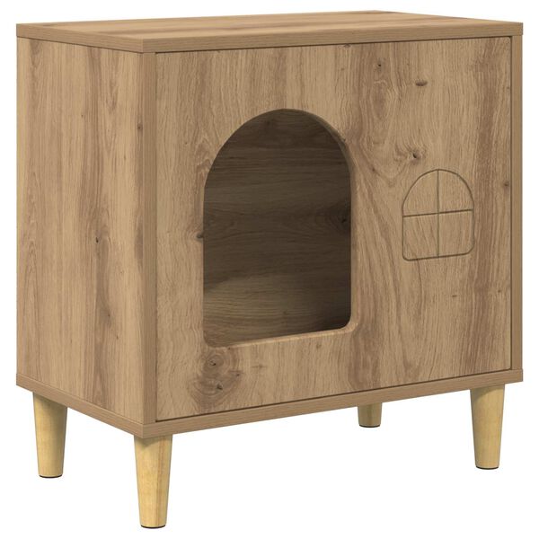 vidaXL Kattenhuis Ambachtelijk eiken 51 x 30 x 52 cm Bewerkt hout