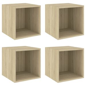 vidaXL Wandkasten 4 st 37x37x37 cm bewerkt hout sonoma eikenkleurig