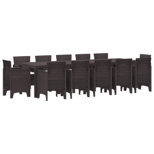 vidaXL Tuin Eetset met kussen 13 pcs Bruin Rattan