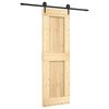vidaXL Schuifdeur Naturel en Zwart 70 x 210 cm Massief Grenenhout