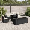vidaXL 9-delige Loungeset met kussens poly rattan zwart