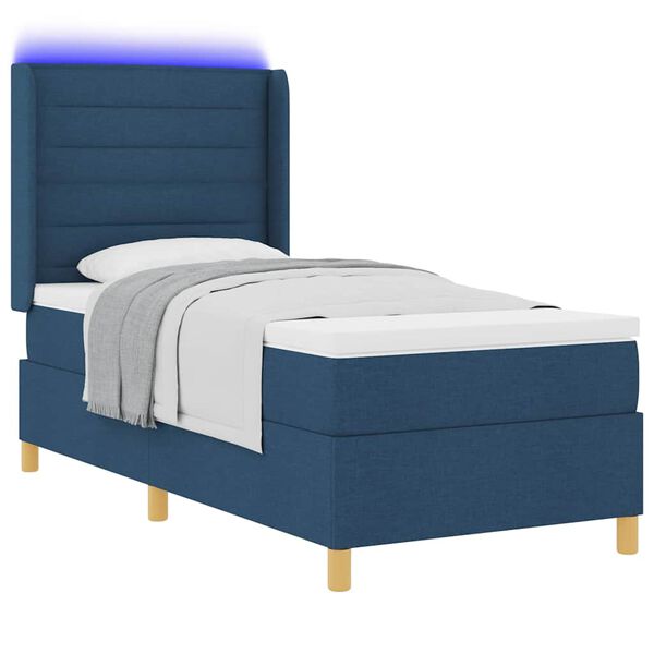vidaXL Boxspringbed met matras met hoofdeinde Blauw 100 x 200 cm Stof