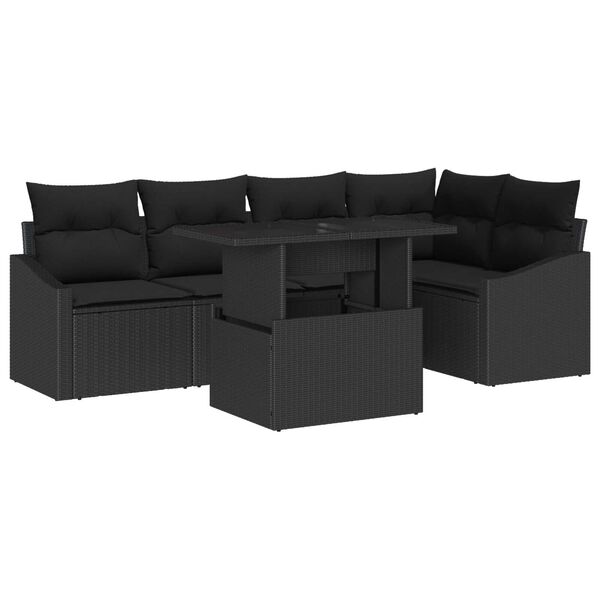 vidaXL Tuin Sofa Set 6 pcs Zwart poly rattan & Gepoedercoat staal