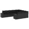 vidaXL 10-delige Loungeset met kussens poly rattan zwart