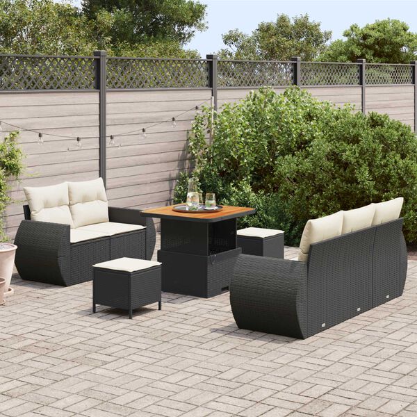 vidaXL Tuin Sofa Set 8 pcs Zwart poly rattan