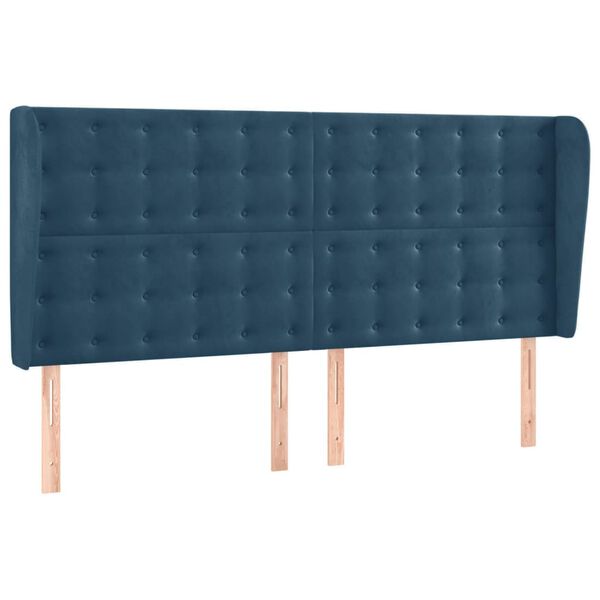 vidaXL Hoofdbord met randen 163x23x118/128 cm fluweel donkerblauw