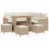 vidaXL Tuin Sofa Set met kussen met opslag Beige Poly riet