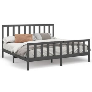 vidaXL Bedframe massief grenenhout grijs 200x200 cm