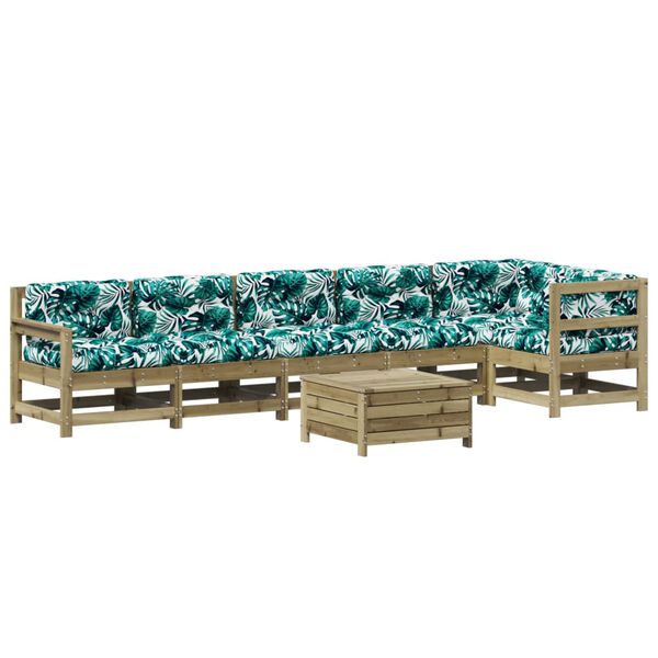vidaXL 7-delige Loungeset met kussens ge&iuml;mpregneerd grenenhout