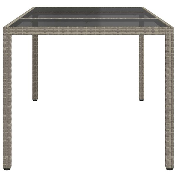 vidaXL Tuintafel 190x90x75 cm gehard glas en poly rattan grijs