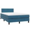 vidaXL Boxspring met matras en LED fluweel donkerblauw 120x220 cm