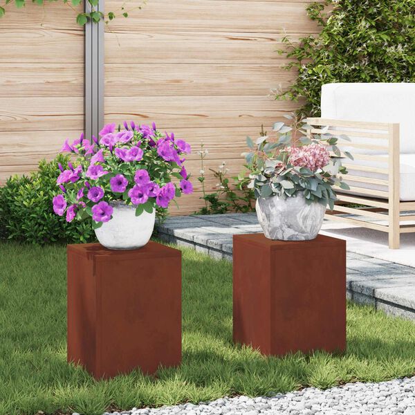 vidaXL Plantenstandaard 2 pcs Roestig 24 x 24 x 35 cm Cortenstaal