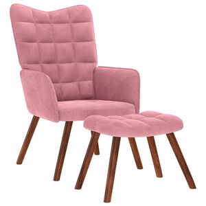 vidaXL Relaxstoel met voetenbank fluweel roze