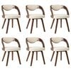 vidaXL Eetkamerstoelen 6 st gebogen hout en kunstleer cr&egrave;me