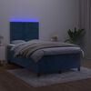 vidaXL Boxspring met matras en LED fluweel donkerblauw 120x200 cm