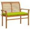 vidaXL Tuinbank met heldergroen kussen 112 cm massief teakhout