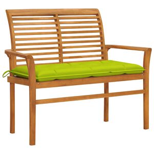 vidaXL Tuinbank met heldergroen kussen 112 cm massief teakhout