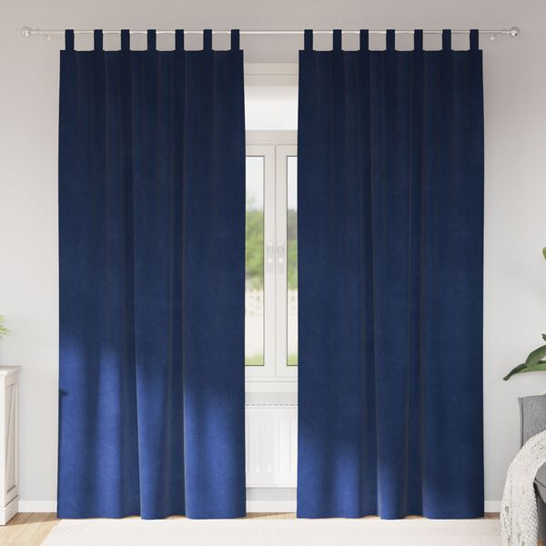 vidaXL Gordijnen met gordijnen 2 pcs Donkerblauw 140 x 225 cm Fluweel