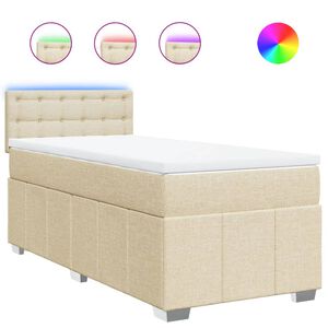 vidaXL Boxspring met matras stof cr&egrave;mekleurig 100x200 cm