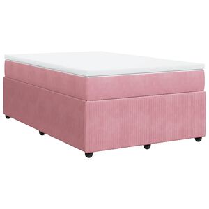 vidaXL Boxspring met matras fluweel roze 120x200 cm