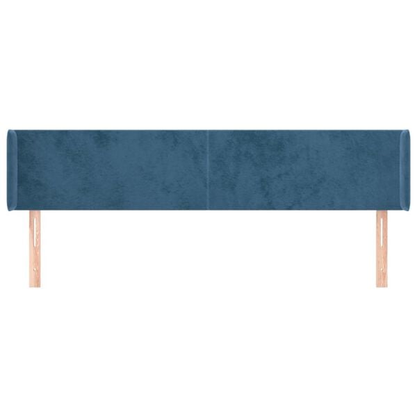 vidaXL Hoofdbord met randen 183x16x78/88 cm fluweel donkerblauw